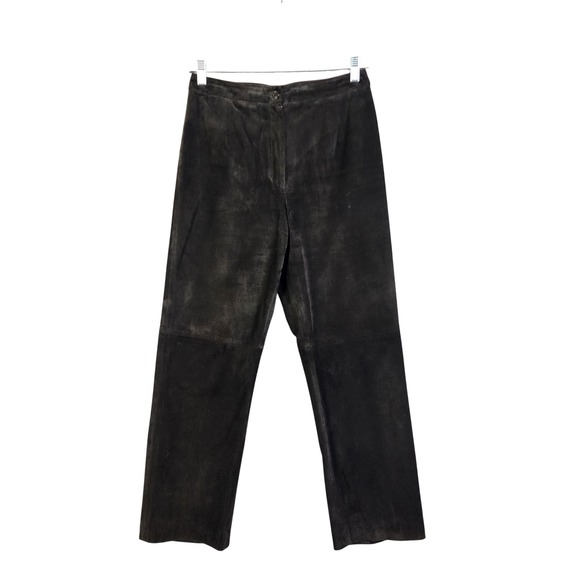 Carlisle Pants - Carlisle Womens Vintage Calf Suede‎ Leather Pants Size 8 Straight Leg High Rise
